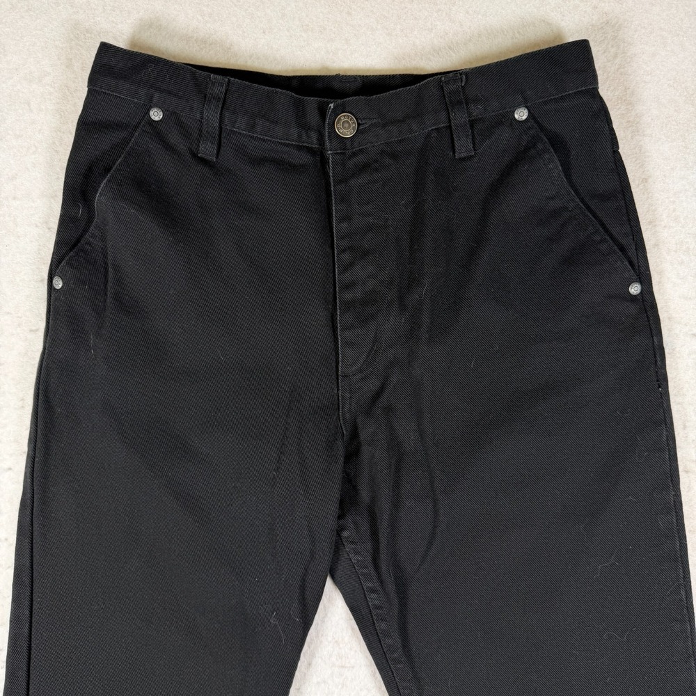 Harley Davidson Womens Size 8 Black Jeans Embroidered Flame Hem Moto Y2K Biker - Picture 2 of 8
